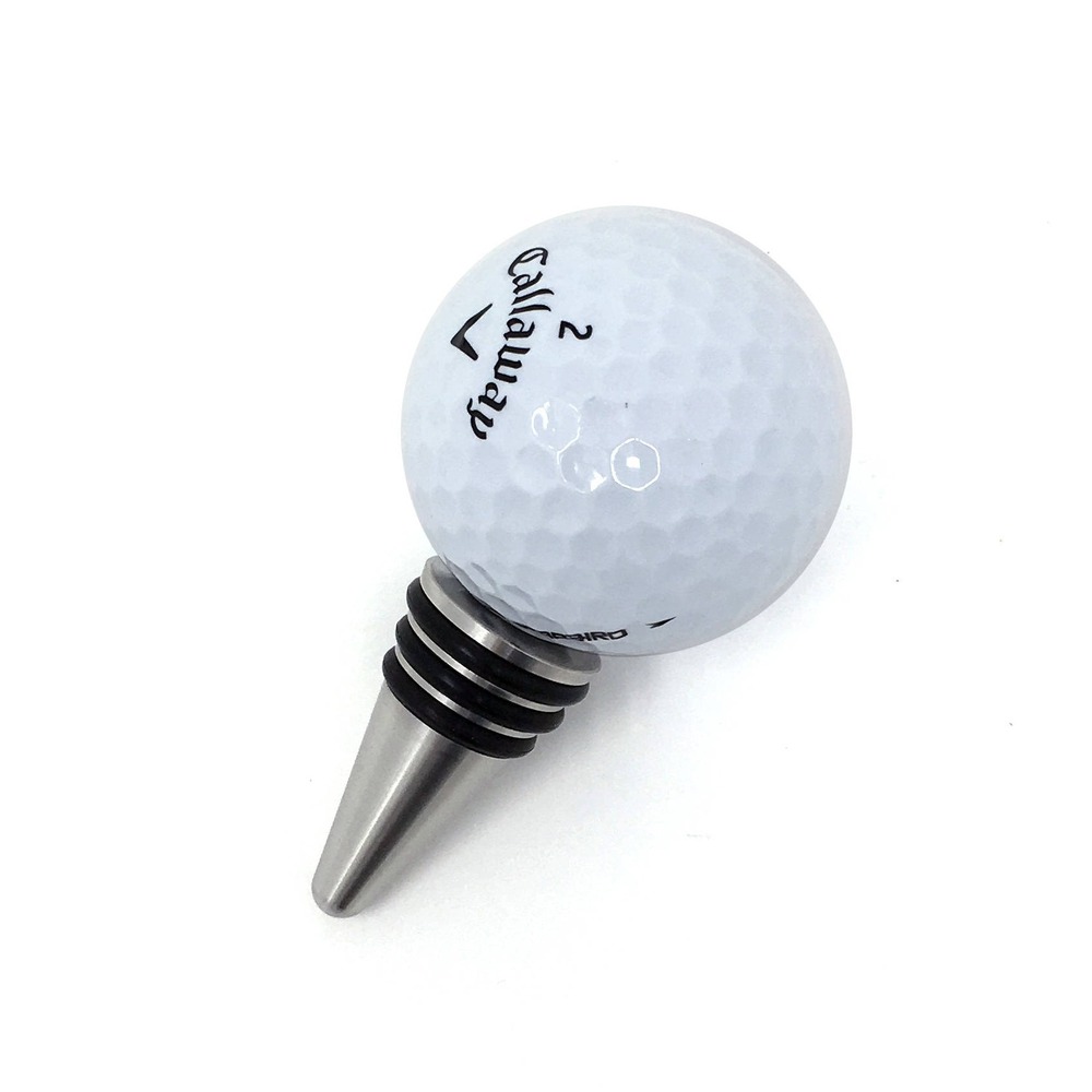 Golf Ball Wine Stopper Handmade with Stainless Steel Base